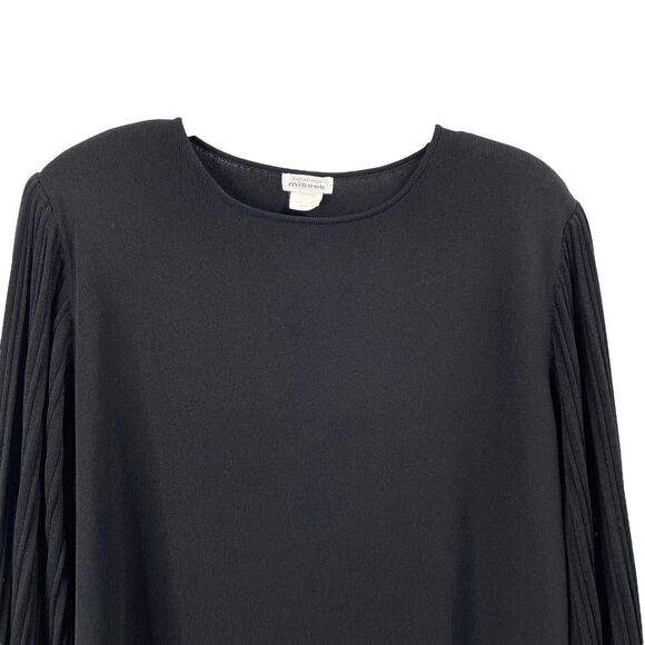 Misook black acrylic flare pleated sleeves top Sz S - Picture 2 of 7